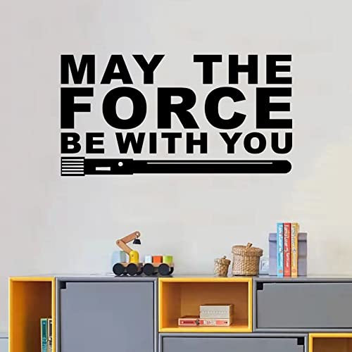 SEATUNE Wall Decals for Kids, May The Force Be with You Wall Decals, Star Wars Quotes Inspirational Girls Boys Teens Bedroom Living Room Decorations Sayings Words Vinyl Art Decor Home Stickers 21X11