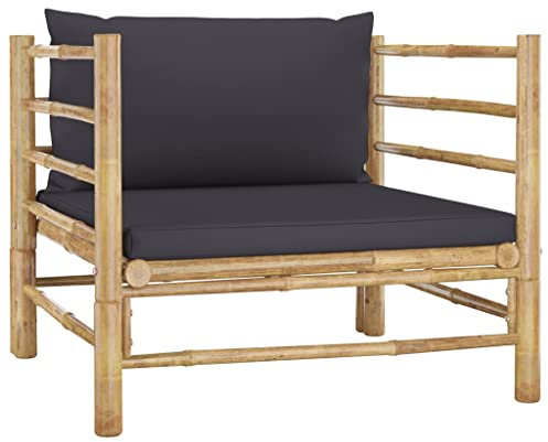 VidaXL Canapé de jardin avec coussins gris foncé Bambou
