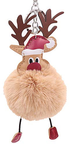 Porte-clés de Noël Père Noël en peluche douce avec pendentif en forme de boule - pour femmes et filles - Adorable qualité et durable
