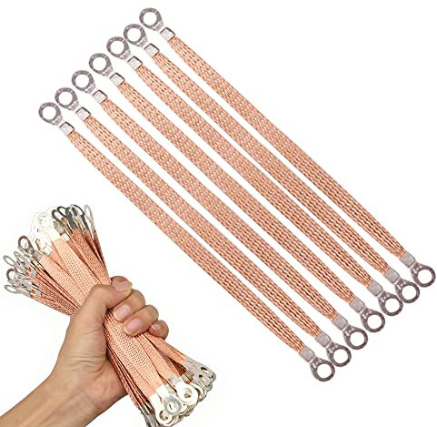 Hayaww 30 Pcs Treccia Di Rame Puro Piatto,Cavo In Rame Nudo Filo Di Rame A Treccia Di Terra Treccia Di Terra In Rame Filo Di Rame Della Cinghia Di Messa A Terra,2.5mm²20cm,Per Scatole Di Distribuzione