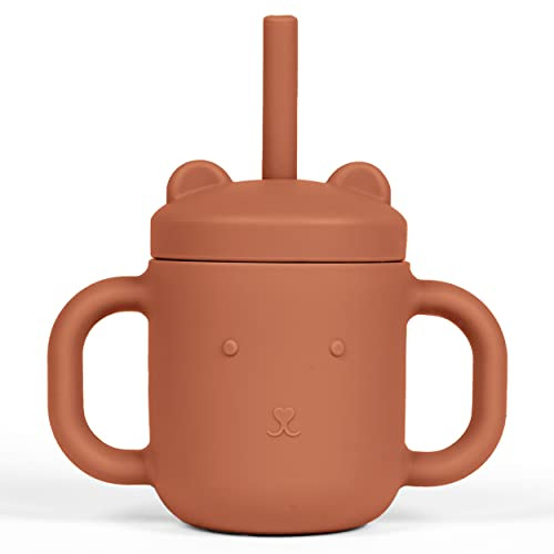 Babylio Silicone Straw Cup For Baby | Baby Silicone Sippy Cup with Straw | BPA Free and Non Slip Silicone Sippy Cup For Baby/Toddler - 7 OZ