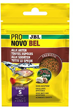 JBL PRONOVO BEL GRANO, Hauptfutter für alle Aquarienfische von 3-10 cm, Fischfutter-Granulat, Größe S, 20 ml