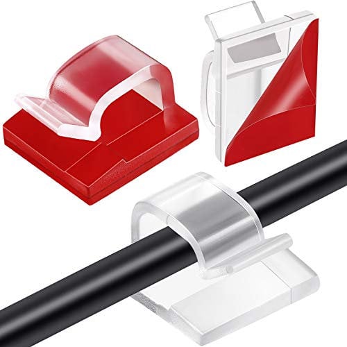 Blulu 100 Stück Selbstklebende Kabelclips Licht Clips Verbesserter Wand Kabelhalter Kabel Organizer für Kabelverwaltung Wand Unter Schreibtisch Weihnachten Licht Innen Außen(Klar, Groß)