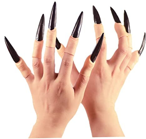 10pcs Nagelkrallen Hexen Fingerkrallen falsche Nagel Pfeilklauenklauen Ringe Cosplay Nagel Finger Tipps Party Halloween Prop Hexenkrallen Rüstungs Finger Gothic Vampire Nails