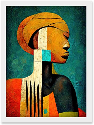 Doppelganger33 LTD Modern African Abstract Gold & Bold Artwork Framed Wall Art Print A4