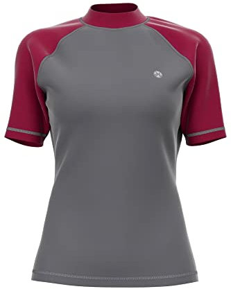 HDTIYUYP UV Shirt Damen Mädchen - Wasser Schwimmen Tshirt Rashguard Frauen Badeshirt Surf T-Shirt Schnelltrocknende Strand Shirt Wet Top Grau L