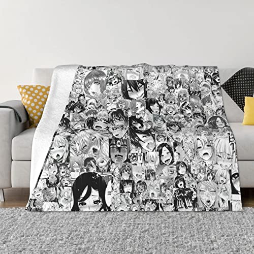 ZORIN Ahegao Fleece-Überwurfdecke, 152,4 x 127 cm, O-Face, Kinder, Erwachsene, weich, warm, flauschig, Flanell, Decken, Bett, Sofa, Decke, Tagesdecke für Schlafzimmer, Reisen, Camping