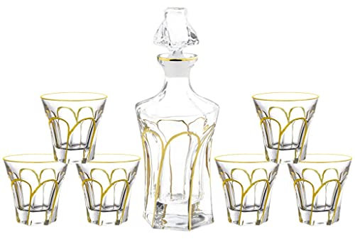 Unregelmäßiges Twist-Cup-Set, böhmische vergoldete Flasche, Weinflaschen-Set, Brandy-Wodka-Set, Weinglas-Set (A, Einheitsgröße)