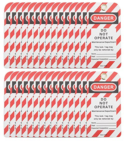 Lwuey Etiqueta Seguridad Advertencia, Do Not Operate para Bloqueo Eléctrica Mecánico Peligro No Operar PVC Fuera Servicio Reparación Equipos Delantera/Trasera Ficina Empresa Escuela Hotel 30Pcs