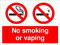 1,2,6,10PK Cartello No Smoking or Vaping – 20 x 15 cm, autoadesivo, per ristoranti, negozi e aree pubbliche (1)