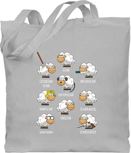 Baumwolltasche - Taschen - Schafe Schäfchen Schäfer Schaf Sheep Schafbauer Lustig Witzig - Unisize - Hellgrau - einkaufstasche mit tieren tasche schafen unschaf stoffbeutel stoffbeutel-taschen