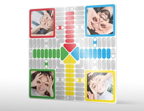 WHITE BOARD GAME Parchís Personalizado 4 Personas 30x30 cm - Juegos de Mesa - Regalos Originales