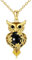 YAFEINI Mondstein Eulen Halskette Geschenke Sterling Silber Filigraner Eulen Anhänger Halskette Schmuck für Damen und Mädchen (Schwarze Eulen kette aus Onyx)