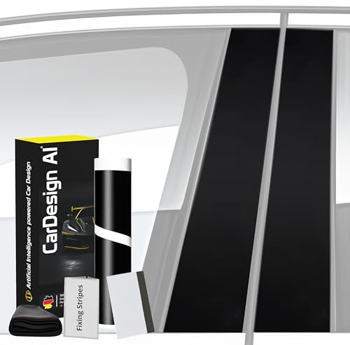 Dekor Zierleiste passend für BMW 5er E61 Touring 2004-2010 & M5 (5-Türer, Kombi): Lackschutzfolie für B- C-Säule Blende Abdeckung Links/rechts Vordertür/Hintertür (Schwarz-Hochglanz)