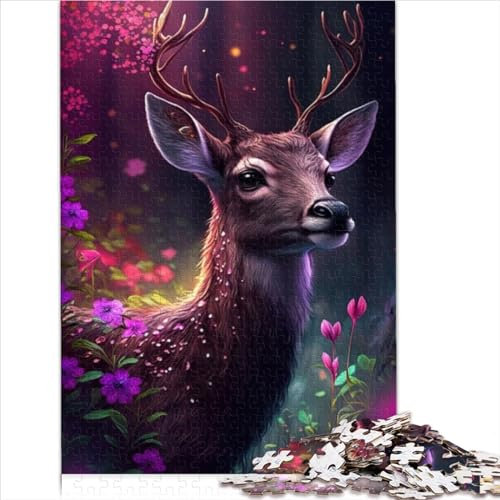 Puzzles, süßes Hirsch-Glühen, Puzzle für Erwachsene, 1000-teiliges Holzpuzzle für Erwachsene, 1000-teiliges Puzzle, Familien-Aktivitätspuzzle (50 x 75 cm)