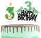 Dinosaur 3rd Birthday Cake Topper with Number Candle 3 Dino Candles Cake Decorations for Boys,Happy 3rd Birthday Dinosaur Theme Party Candles Cake Cupcake Topper for Boys Girls 3rd Birthday Decor