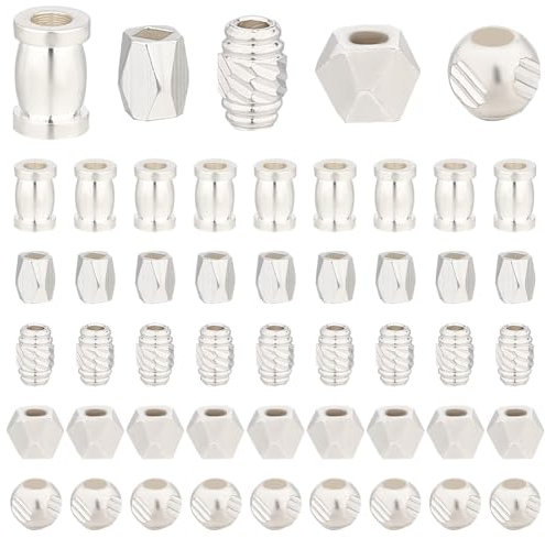 PH PandaHall 50 Stück 5 Stile Abstandsperlen 925 Sterlingsilber Plattierte Perlen Facettierte Messing Abstandshalter Metall Schmuck Abstandshalter Für Die Schmuckherstellung DIY Perlenhandwerk