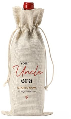 FBCCZEY Lustiger Onkel Schwangerschaft Baby Ankündigung Weintasche, Onkel Geschenke, You Uncle Era Starts Now Weinflaschentasche
