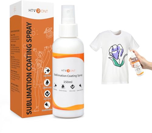 HTVRONT Sublimationsbeschichtung Spary für Baumwollhemden, Upgrade-Version, 150 ml, Sublimationsspray für alle Stoffe, Leinwand, Kissen, Hemden, Karton, Sublimationsspray, schnell trocknend,