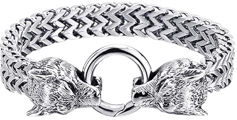 HDGSAFD 1 bracelet en forme de tête de loup pour homme, chaîne en alliage, bracelet rétro personnalisé, double tête de loup, bijoux créatifs, Métal