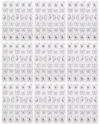 9 Sheets Decals Butterfly Nails Art Stickers Manicure Stickers Self-Adhesive Sticker For Women Girls