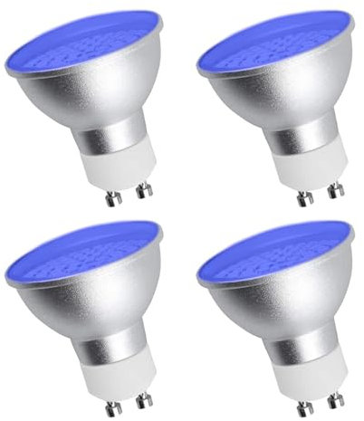 HeatingLux GU10 Blau LED Lampen, 5W GU10 Blau Spotlight-Lampen, 50W MR16 GU10 Blau Halogen-Ersatzlampen, 120 Grad Strahlwinkel Blau Lampe für Wandwaschlampen, Beleuchtung von Landschaften, 4 Stück