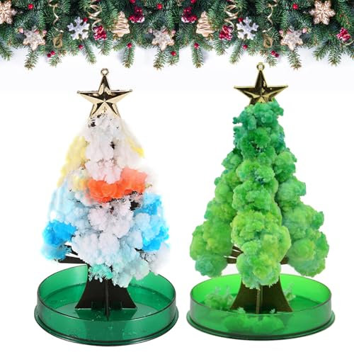 Arbre Magique,Lot de 2 Sapin de Noël Magique,Arbre Magique Enfant,Cristal Magique Arbre de Noël,Sapin Magique Noel,Sapin Magique Noel,Sapin Papier,Mini décoration de Sapin de Noël,Magic Tree