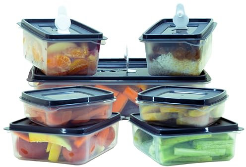 ARSUK 7 PCS Airtight Food Storage Containers with Lids (7200 ml, Plastic) - Leakproof with Air Release Button - BPA-Free, Microwaveable & Freezer Safe (7pcs - Airtight)
