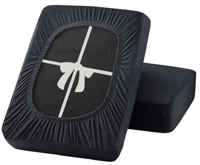 UNBBRRL Sofa sitzkissenbezug Stretch, rutschfest bezüge für Sofa mit Krawatten, sitzkissenbezug eckbank überzug Couch schoner Auflage (W(160-190cm),D(90-110cm),Dark Gray)