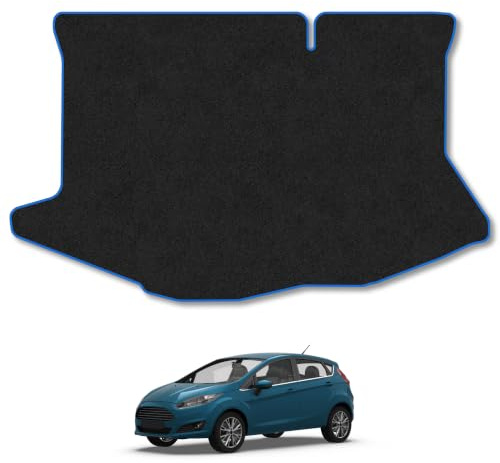 Ford Fiesta (2008-2017) Carpet Boot Mat | Blue Edge Trim Tailored Fit Boot Liner Full Coverage Protection Accessories Easy Clean Anti Slip Made in the UK