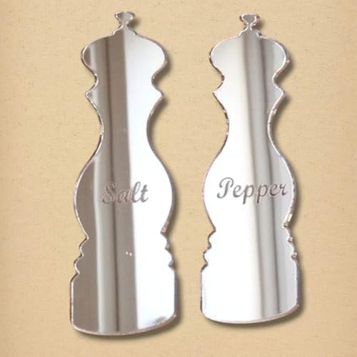 Salt & Pepper Mill, Acrylic Wall Art Mirrors with Fixings 50cm x 37cm