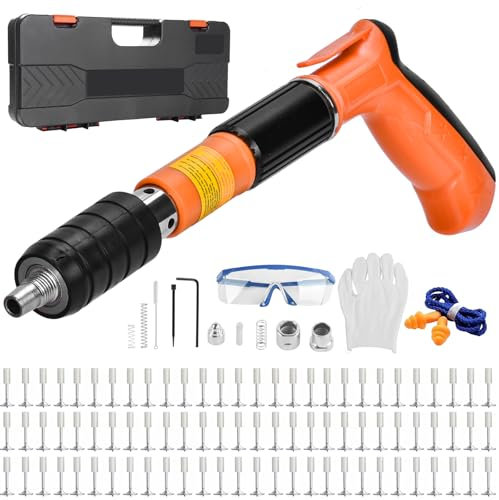 Manuale Pistola Sparachiodi con 110 Chiodi Tondi, Spara Chiodi per Cemento e Ferro, Portatile Nail Gun, Pistola Chiodi In Acciaio Regolabile a 5 Velocità, Sparachiodi per Muro
