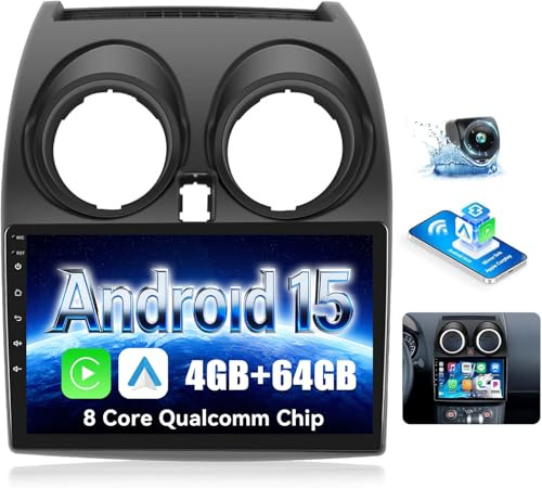 Zomolither 4GB+64GB Radio Coche Android 15 Pantalla 9 para Nissan Qashqai 2006-2016, CarPlay y Android Auto Inalámbrico, Pantalla Táctil IPS, GPS, Bluetooth 5.1