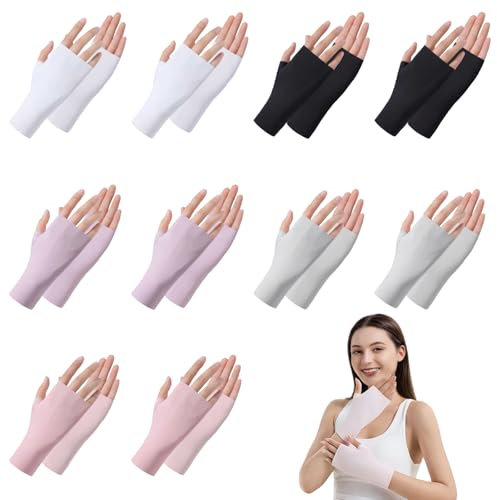 8 Paar Uv Handschuhe,Baumwollhandschuhe,Uv Handschuhe NäGel