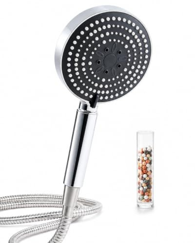 OFFO Shower Head and Hose 1.6m, 6 Modes High Pressure Filtered Shower Head with 20 Stage Filter, Handheld Showerhead for Low Pressure Remove Chlorine Reduces Dry Skin Improve Hair, Gray