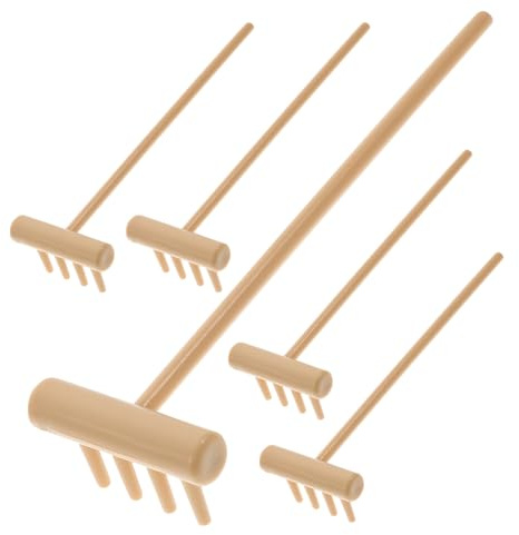 MERRYHAPY Râteaux Zen Miniatures pour Bac à Sable Accessoires De Table De Sable 6 Pièces Usage Bureau Et Décoration Méditative Mini Râteaux Compacts en Matériau Solide Jaune