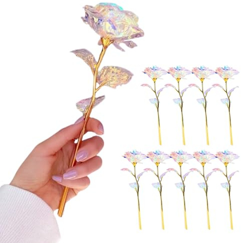 10pcs 24k Gold Rose - Galaxy Flower Gift Set, Romantic s | Rose conservate di lusso, elegante disposizione floreale, regali di compleanno di anniversario, regali floreali decorativi per le