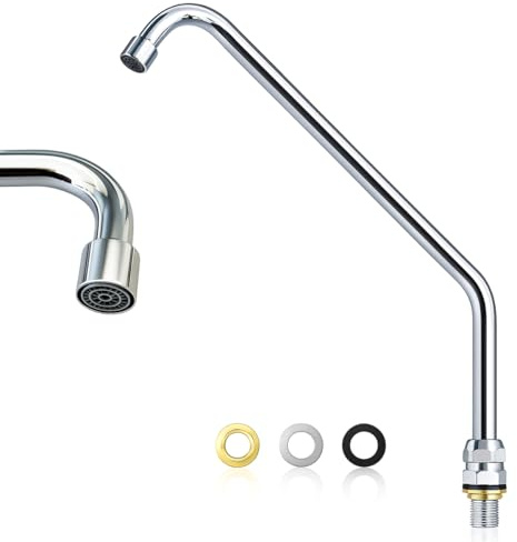 GOLDMAN SERVICE | Bec haut rotatif avec aérateur pour robinet à pédale de cuisine industrielle | Col de cygne chromé en acier inoxydable – Pièce de rechange professionnelle pour évier d'hôtellerie