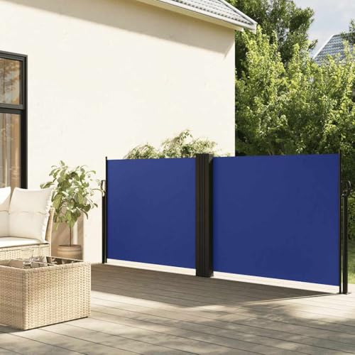 Ausziehbare Seitenmarkise Blau 120x1200 cm, UV-beständiger Sichtschutz für Balkon, Terrasse und Garten, Wasserabweisender Wind- und Sonnenschutz für Außenbereich