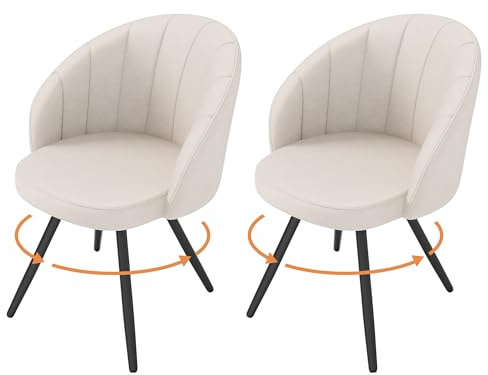 YOUDENOVA Esszimmerstuhl Drehbar 2er Set, Gepolsterter Samt Stuhl mit Rückenlehne, moderner Drehstuhl für Esszimmer, Küche und Wohnzimmer Beige