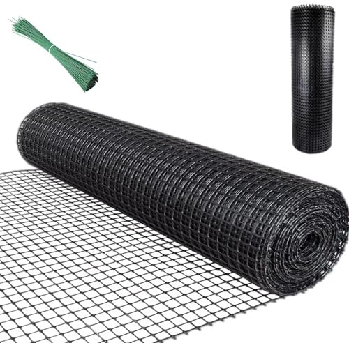 Yalitrca 25m*1m Garden Netting with 50 Fixed Straps, Plastic Mesh Fencing, 30mm Holes, Reusable Plastic Netting, Garden Trellis For Climbing Plants