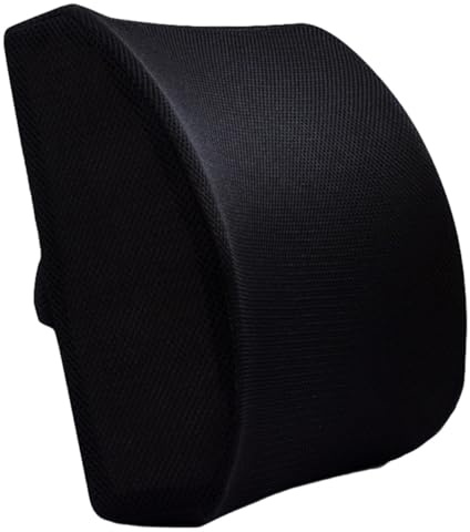 SWETRACE Coussin Noir Soutien en Mémoire Mousse à de Lombaire de Forme Housse en Coton Ergonomique Soulageant Douleurs Dorsales pour Chaise de Bureau et Siège de Voiture
