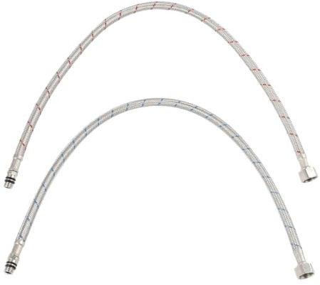 Lot de 2 Flexibles de Robinet G3/8, 60 cm Tuyau de Raccordement en Acier Inoxydable, Flexible Haute Pression avec Joints pour Évier et Salle de Bain, Tuyau de Connexion Durable et Flexible