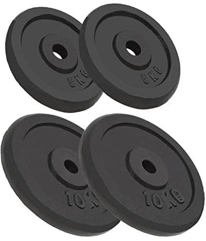 vidaXL 4X Hantelscheiben Gewichtsscheiben Hantel Gewichte Scheiben Hantelscheibenset für Langhantel Kurzhantel 10kg 5kg Guss Gusseisen Schwarz