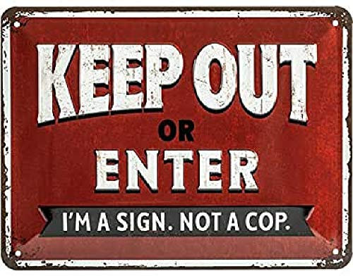 Nostalgic-Art Retro Blechschild, Keep Out or Enter, Warnschild als Geschenk-Idee für Nostalgie-Fans, aus Metall, Vintage-Dekoration, 15 x 20 cm