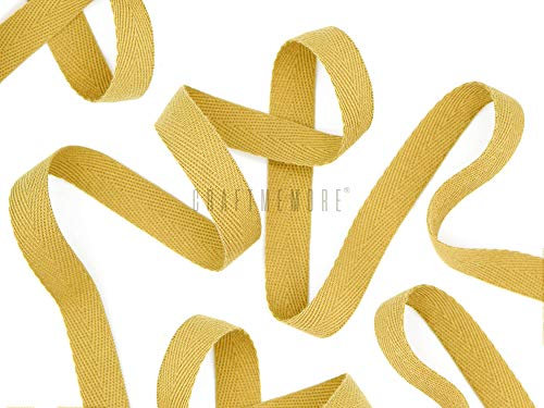 CRAFTMEMORE 3/4 Zoll Köperband, Stoffbänder, Gurtband, Fischgrätenmuster, Köper, Schrägband, für Kleidung, Nähen, Basteln, Spitze, 36 Meter (MP36 Senfgelb)