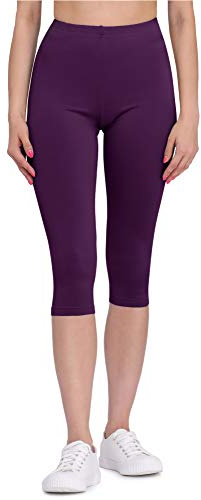 Bellivalini Damen Leggings Bequeme und atmungsaktiv Leggings 3/4 aus Viskose BLV50-148 (Pflaume, XL)