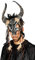 shoperama Kopfschmuck Tierschädel mit Hörnern Federn Perlen Voodoo Priester Krieger Schamane Barbar, Farbe:Silber/Schwarz
