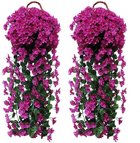 Fycooler Glycine artificielle à suspendre - Guirlande de glycines artificielles à suspendre pour extérieur, maison, mariage, jardin, cour, terrasse, décoration florale - 2 x 90 cm