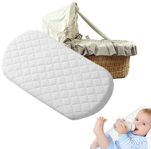 Moses Basket Foam Mattress Microfiber Fits Mamaa and Papaa Bassinet Stokke Junior Boori Purotex Oval Cot Washable Cover Made in UK (76 x 30 x 4)
